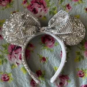 Silver Sequin Mouse Ears Headband
